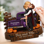 Custom 2-Layered Wooden Plaque - Personalized Halloween Decor, Anniversary Wedding Gifts For Couple - Trick Or Treat, Darling