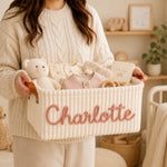 Custom Embroidery Storage Basket - Personalized Baby Shower, Gender Reveal Gifts For New Moms, New Dads, New Parents - Sweetest New Beginning