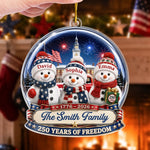 Custom Acrylic Ornament - Personalized America 250th Anniversary Christmas Gifts For Mom, Dad, Brother, Sister - Wrapped In Love Blessed With Freedom