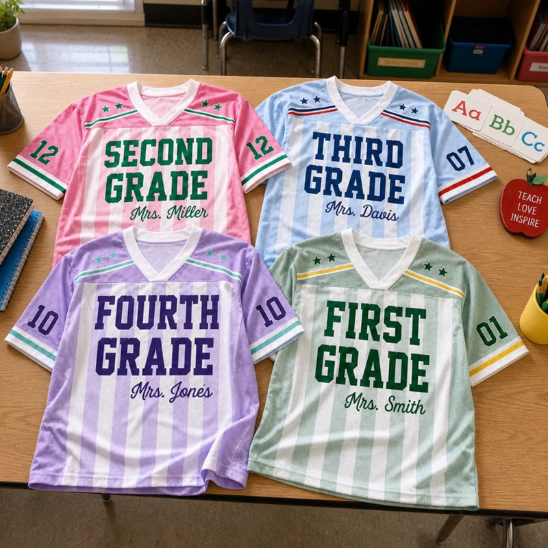 Custom V-Neck Jersey Shirt - Personalized Teacher Appreciation, Back To School Gifts For Teachers - Teach, Love, Inspire
