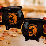 Custom Witchy 12oz Ceramic Cauldron Coffee Mug - Personalized Halloween Gifts For Witch, Wife, Daughter, Besties, Sisters, Granddaughter, Grandma, Mom, Yourself - Purrfectly Witchy Cat Mood