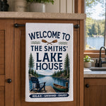 Custom Lake House Kitchen Towel - Personalized Summer Vacation And Travel Gifts For Mom, Dad, Brother, Sister - Life Is Better Lakeside