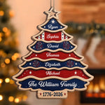 Custom Wooden Ornament - Personalized America 250th Anniversary Christmas Gifts For Mom, Dad, Brother, Sister - United Like Branches Rooted In Pride