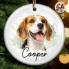 Custom Photo Ceramic Ornament - Personalized Pet Christmas Memorial Sympathy Gifts For Dogs, Cats - Forever Loved Never Forgotten