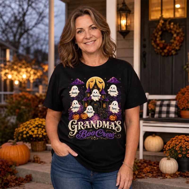 Custom Boo Crew T-shirt, Hoodie - Personalized Halloween Birthday Gifts For Mom, Grandma - Too Cute To Spook