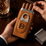 Custom Cigar Leather Case With Cutter - Personalized Birthday Gifts For Husband, Son, Grandson, Brother, Grandpa, Dad, Yourself - Good Cigars Great Days