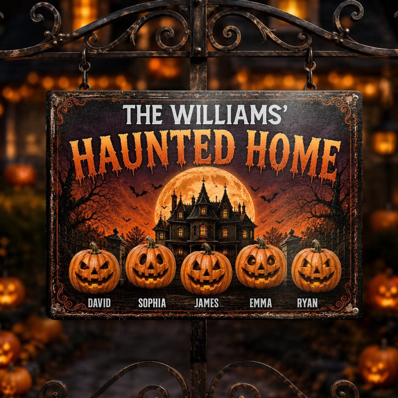 Custom Pumpkin Home Decor Metal Sign - Personalized Halloween Birthday Gifts For Mom, Dad, Brother, Sister - Making Memories One Scare Away