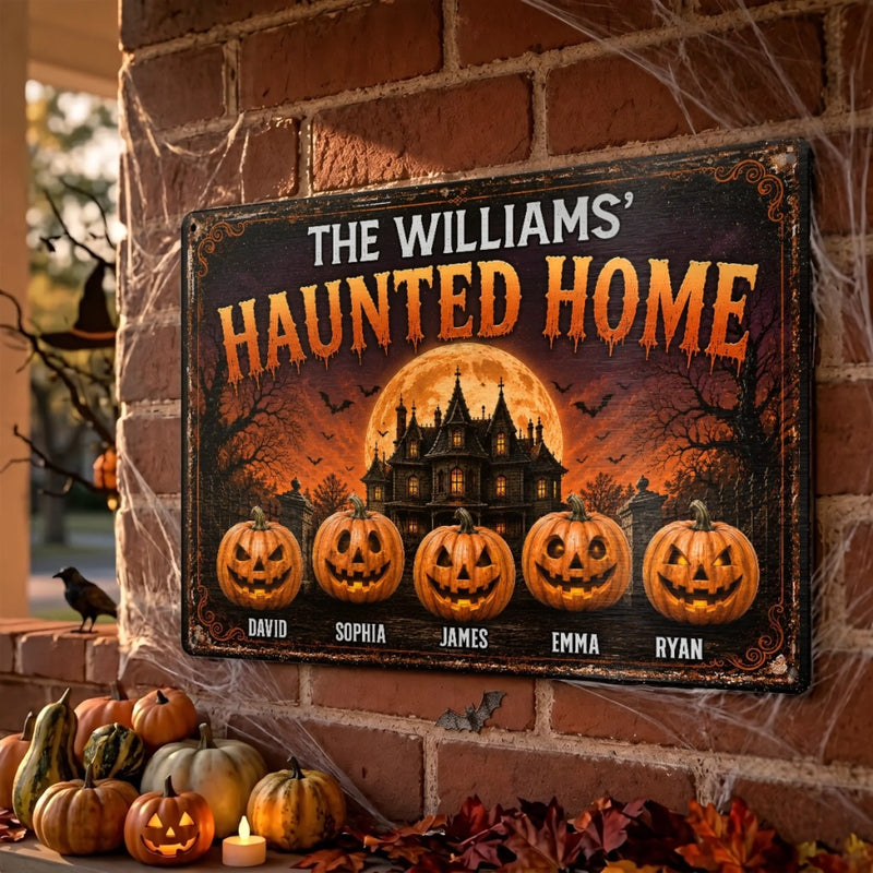 Custom Pumpkin Home Decor Metal Sign - Personalized Halloween Birthday Gifts For Mom, Dad, Brother, Sister - Making Memories One Scare Away