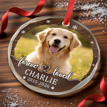 Custom Photo Circle Glass Ornament - Personalized Pet Christmas Memorial Sympathy Gifts For Dogs, Cats - Paw Prints Stay Forever