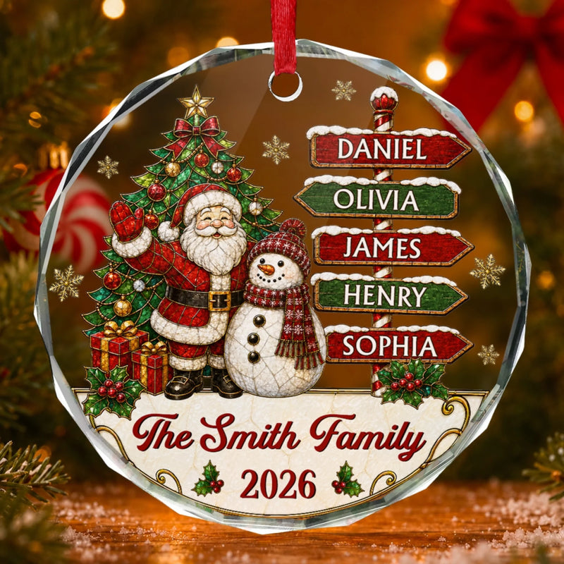 Custom Circle Glass Ornament - Personalized Christmas Birthday Gifts For Mom, Dad, Brother, Sister - Gathering Happiness