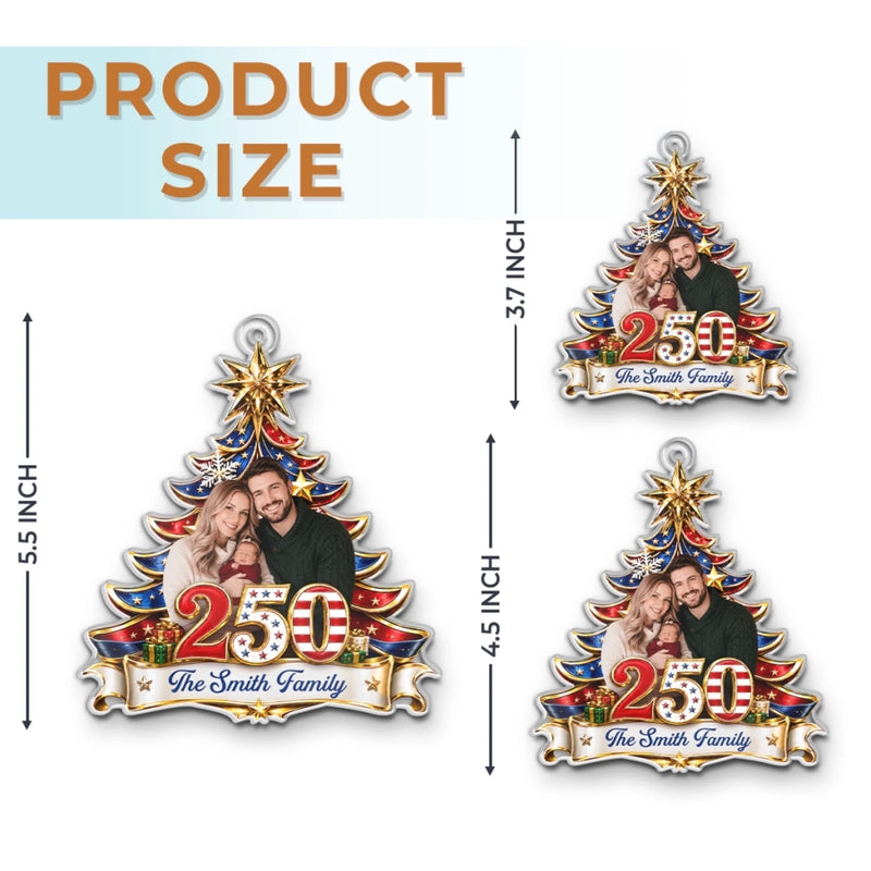 Custom Photo Acrylic Ornament - Personalized America 250th Anniversary Christmas Gifts For Mom, Dad, Brother, Sister - Together For The Holidays