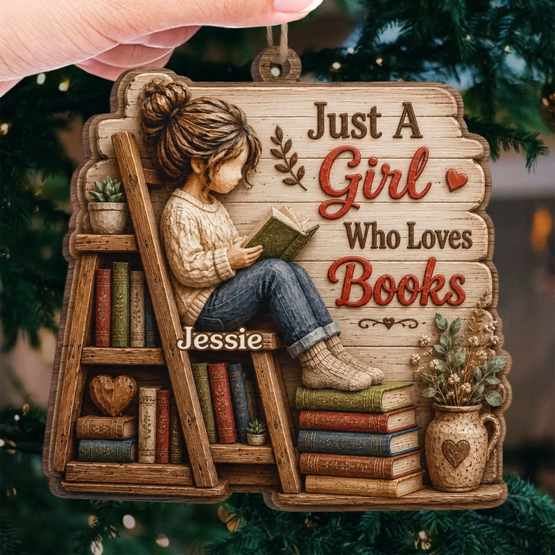 Custom Wood Ornament - Personalized Christmas  Bookish Gifts For Book Lovers, Bookworms, Readers - Living Between The Pages