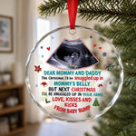 Custom Photo Next Christmas I'll Be Snuggled Up In Your Arms - Family Personalized Custom Circle Glass Ornament - Christmas Gift For Baby Kids, Newborn Baby