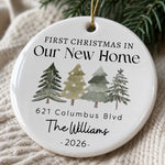 Our New Home - Family Personalized Custom Ornament - Ceramic Round Shaped - Christmas Gift For Family Members, First Christmas