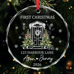 Custom New Home First Home Glass Ornament - Personalized Christmas Ornament For Couples, First Home Keepsake, Housewarming Bauble Gift, New Home Keepsake Gift- Our Little Family, Our New Home