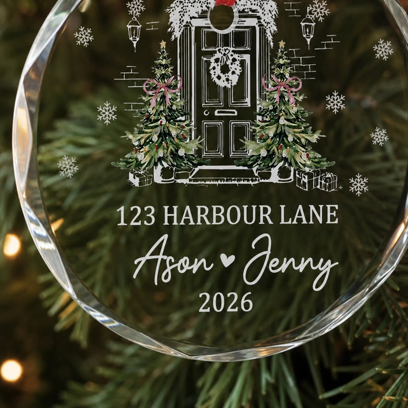Custom New Home First Home Glass Ornament - Personalized Christmas Ornament For Couples, First Home Keepsake, Housewarming Bauble Gift, New Home Keepsake Gift- Our Little Family, Our New Home
