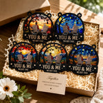 Custom Name Romantic Sunset Couple Gifts - Personalized Suncatcher Ornament