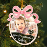 Custom Photo First Christmas Acrylic Ornament - Personalized Christmas Baby Shower, Gender Reveal Gifts For New Moms, New Dads, New Parents - Merry First Christmas Little One