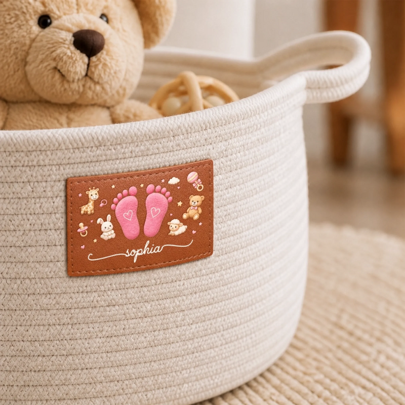 Custom Woven Rope Basket - Personalized Baby Shower, Gender Reveal Gifts For New Moms, New Dads, New Parents - Hello Little Sunshine