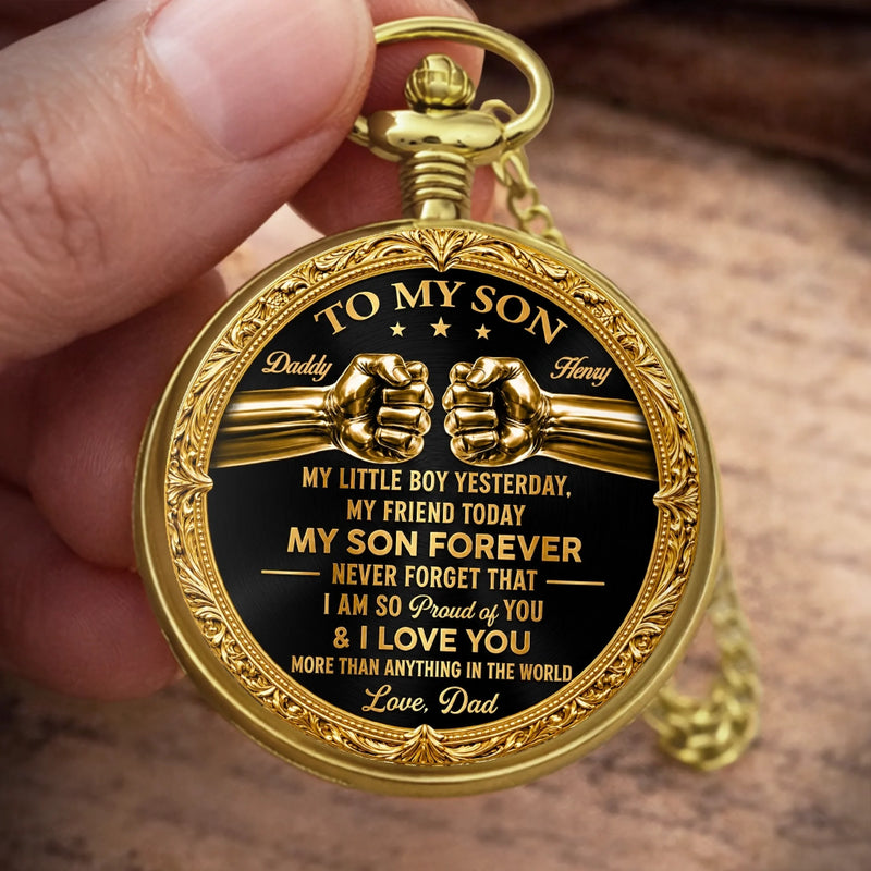 Custom Photo Pocket Watch - Personalized Birthday Gifts For Son - My Hero And My Pride