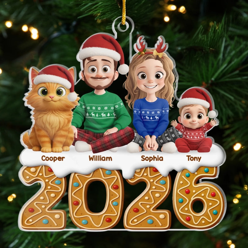 Custom Acrylic Ornament - Personalized Christmas Birthday Gifts For Family, Dog Cat Lovers - Gingerbread Dreams, Family Themes