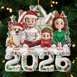 Custom Acrylic Ornament - Personalized Christmas Birthday Gifts For Family, Dog Cat Lovers - Our Happy Place, Right Here