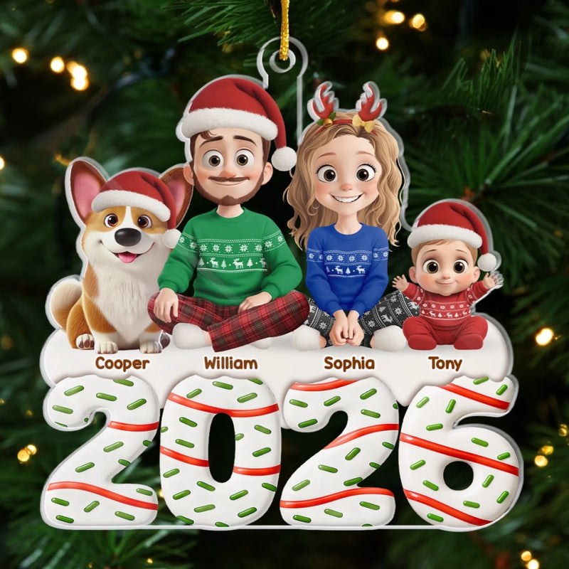 Custom Acrylic Ornament - Personalized Christmas Birthday Gifts For Family, Dog Cat Lovers - Happiness Baked Into Every Moment