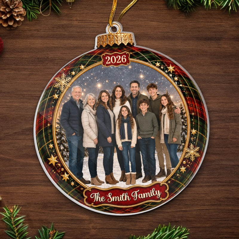 Custom Photo Acrylic Ornament - Personalized Christmas Birthday Gifts For Mom, Dad, Brother, Sister - Love Makes A Family Whole
