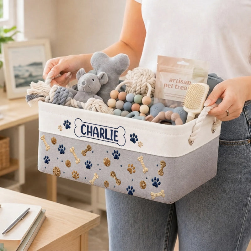 Custom Storage Basket - Personalized  Birthday Gifts For Dog Lovers, Dog Dad And Mom - My Best Friend Has Paws
