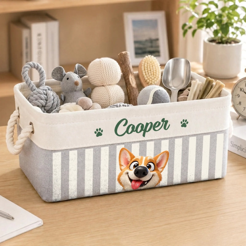 Custom Storage Basket - Personalized Birthday Gifts For Dog Cat Lovers, Dog Dad And Mom, Cat Owners - Love Is A Four Legged Word