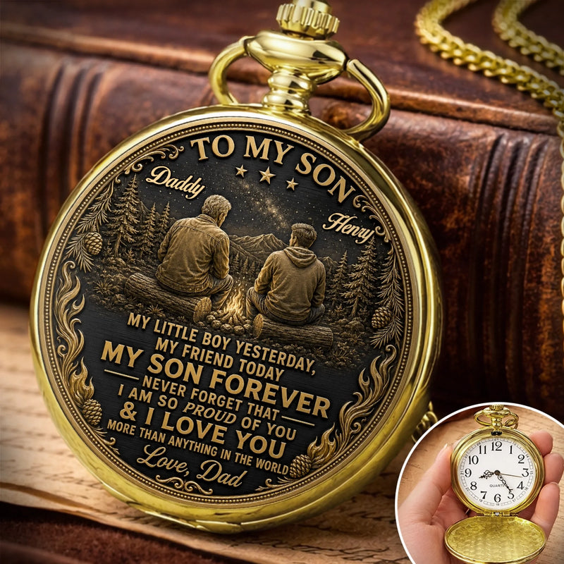 Custom Pocket Watch - Personalized Birthday Gifts For Son - My Little Boy My Friend