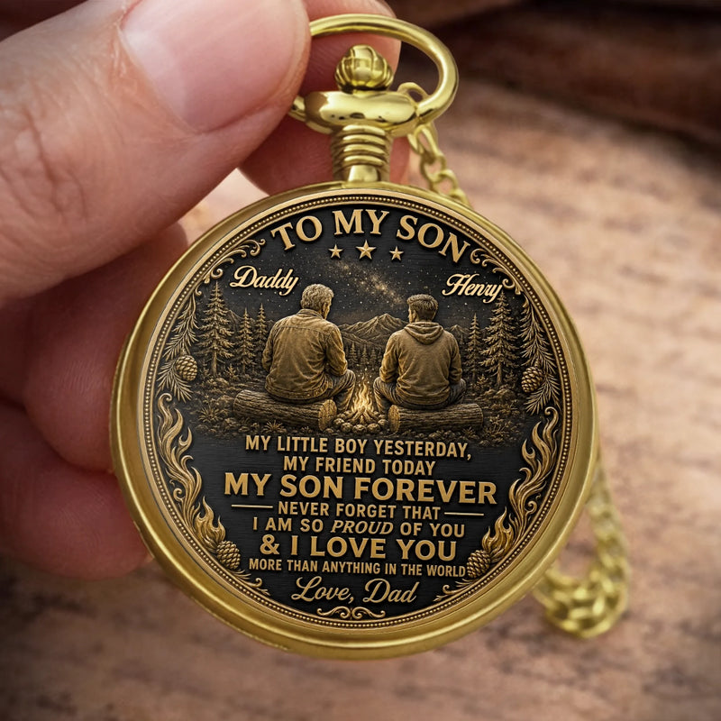 Custom Pocket Watch - Personalized Birthday Gifts For Son - My Little Boy My Friend