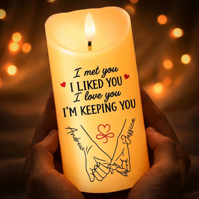 Custom LED Candle - Personalized Anniversary Wedding Gifts For Husband And Wife, Him And Her - Sweetest Anniversary Light
