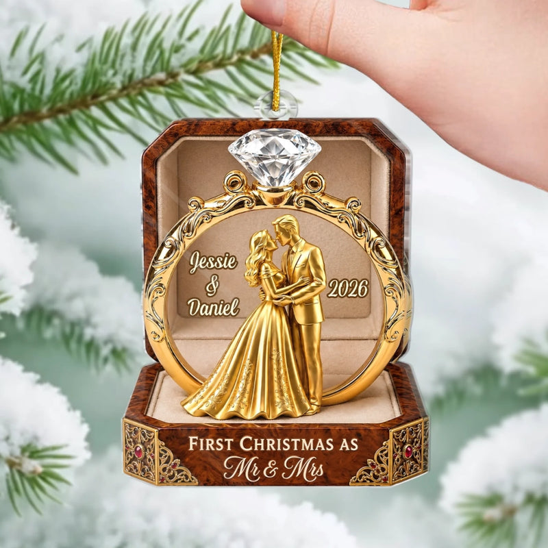 Custom First Christmas Acrylic Ornament - Personalized Anniversary Christmas Wedding Gifts For Husband And Wife, Him And Her - Forever Begins This Christmas