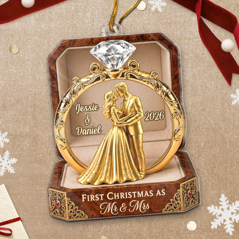 Custom First Christmas Acrylic Ornament - Personalized Anniversary Christmas Wedding Gifts For Husband And Wife, Him And Her - Forever Begins This Christmas