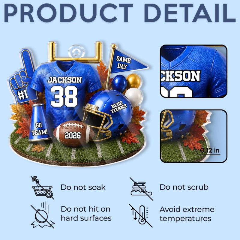 Custom America Football Acrylic Car Ornament - Personalized Birthday Gifts For America Football Lovers, Sports Fans, Sports Lovers - Built For Kickoff