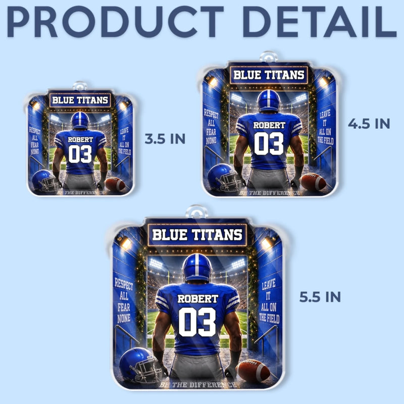 Custom America Football Acrylic Car Ornament - Personalized Birthday Gifts For America Football Lovers, Sports Fans, Sports Lovers - Play Hard Win Proud