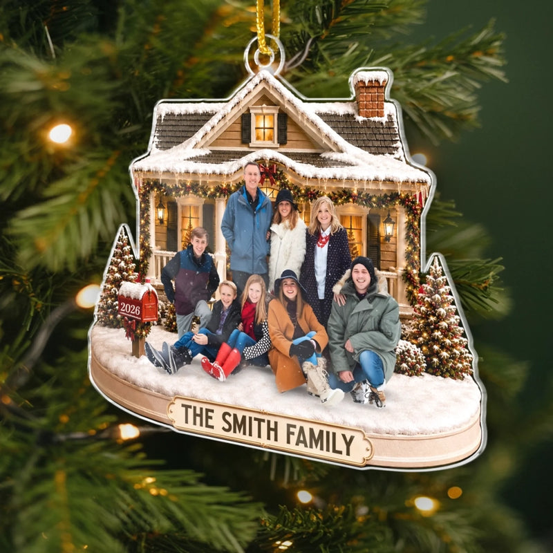 Custom Photo Acrylic Ornament - Personalized Christmas Birthday Gifts For Mom, Dad, Brother, Sister - Warm Wishes From Our Family