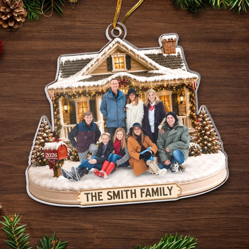Custom Photo Acrylic Ornament - Personalized Christmas Birthday Gifts For Mom, Dad, Brother, Sister - Warm Wishes From Our Family