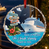 Custom Cruise Ship Circle Glass Ornament - Personalized Christmas Birthday Gifts For Mom, Dad, Brother, Sister - Making Waves Together