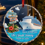 Custom Cruise Ship Circle Glass Ornament - Personalized Christmas Birthday Gifts For Family - Making Waves Together
