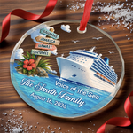 Custom Cruise Ship Circle Glass Ornament - Personalized Christmas Birthday Gifts For Family - Making Waves Together