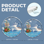Custom Cruise Ship Circle Glass Ornament - Personalized Christmas Birthday Gifts For Family - Making Waves Together