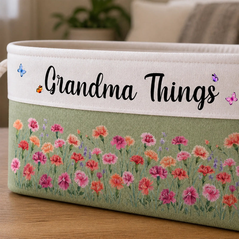 Custom Storage Basket - Personalized Birthday Gifts For Mom, Grandma - Blooming With Family Love