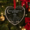 Custom First Christmas Heart Glass Ornament - Personalized Anniversary Christmas Wedding Gifts For Husband And Wife, Him And Her - Officially Mr & Mrs