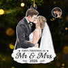Custom  Photo First Christmas Acrylic Ornament - Personalized Anniversary Christmas Wedding Gifts For Husband And Wife, Him And Her - Under The Mistletoe