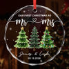 Custom First Christmas Circle Glass Ornament - Personalized Anniversary Christmas Wedding Gifts For Husband And Wife, Him And Her - Pure Married Bliss