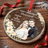 Custom Photo First Christmas Circle Glass Ornament - Personalized Anniversary Christmas Wedding Gifts For Husband And Wife, Him And Her - Treasured Winter Love Story