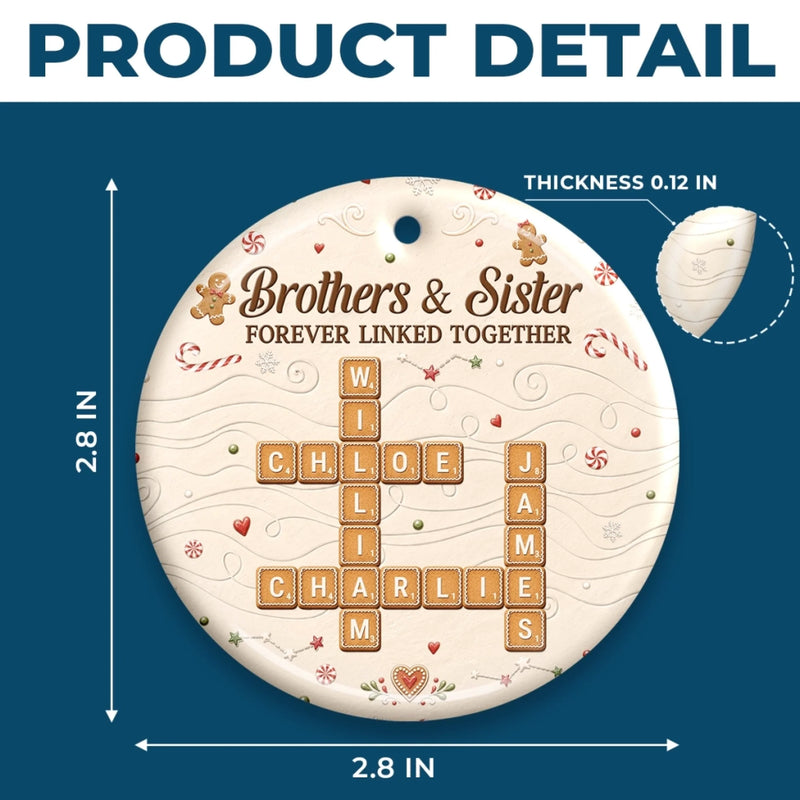 Custom Scrabble Ceramic Ornament - Personalized Christmas Birthday Gifts For Brother, Sister - Home Baked Happiness