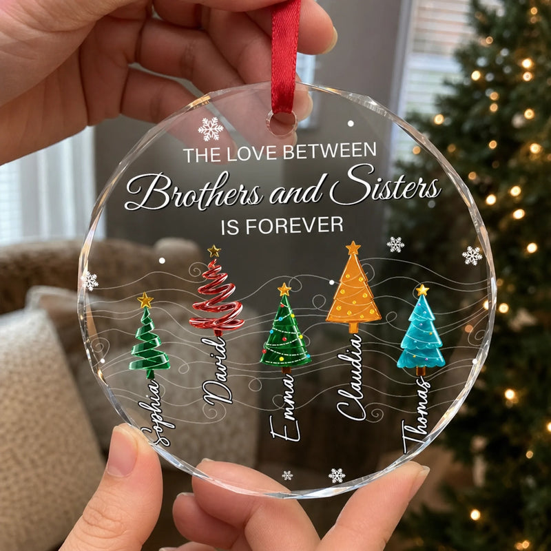 Custom Circle Glass Ornament - Personalized Christmas Birthday Gifts For Mom, Dad, Brother, Sister - Our Little Beloved Christmas